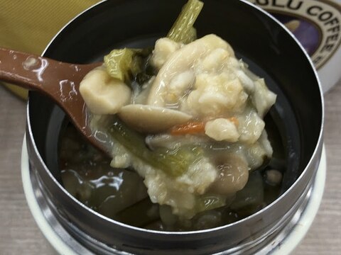 小松菜としめじのごま豆乳スープ オートミール